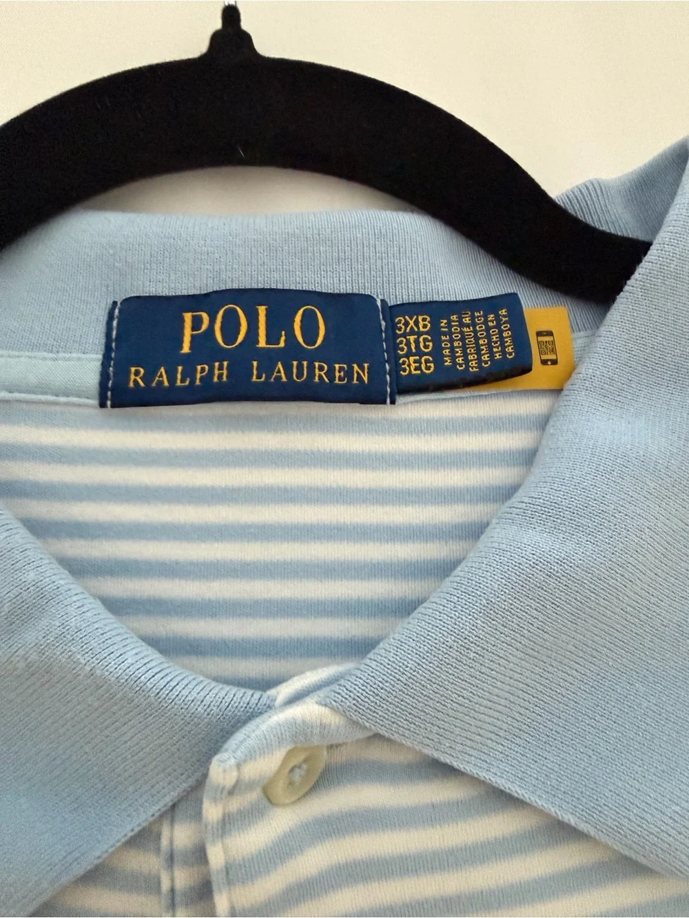 Ralph Lauren Light Blue & White Soft Cotton Striped Polo Shirt